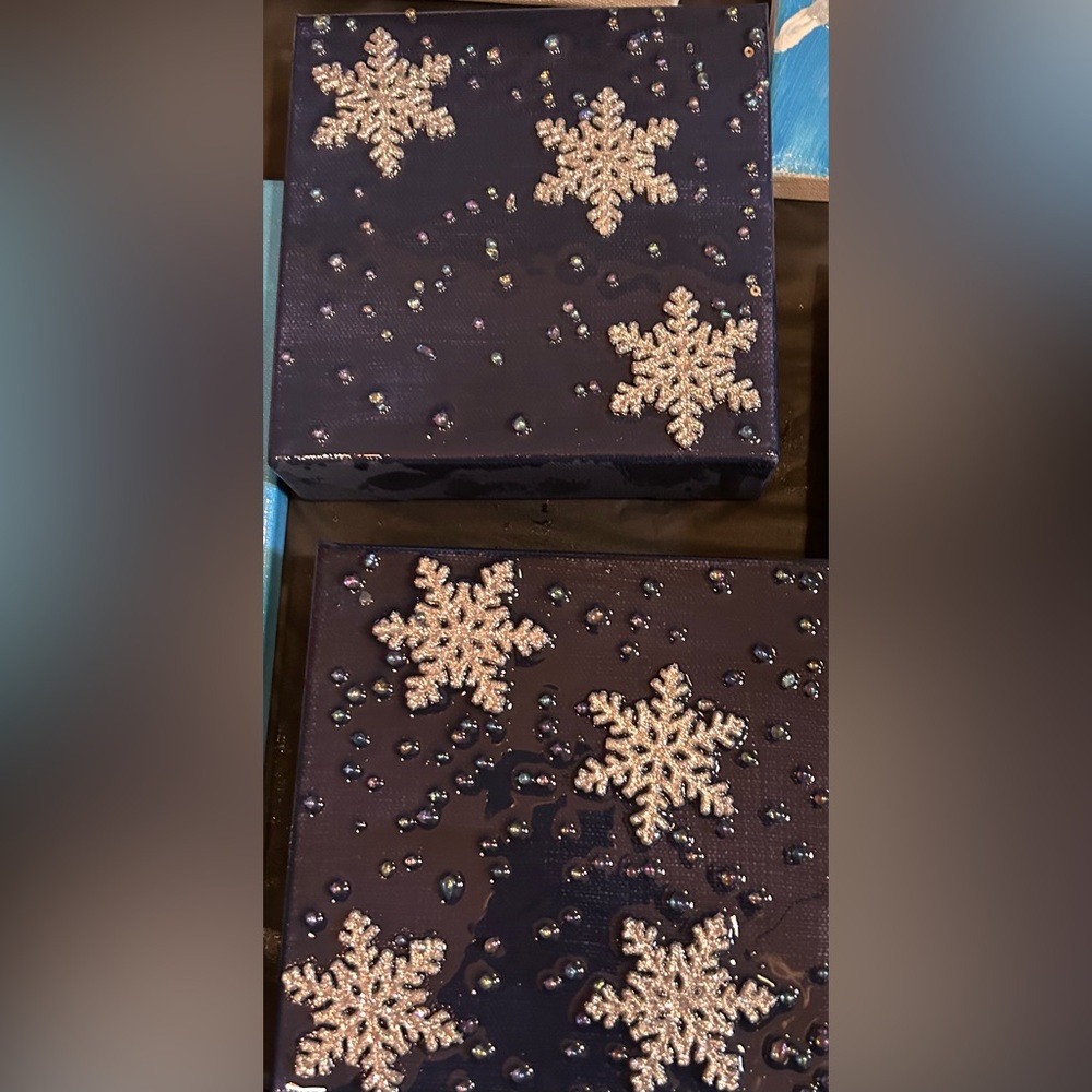 2 6x6 canvas Snowflake Art pieces